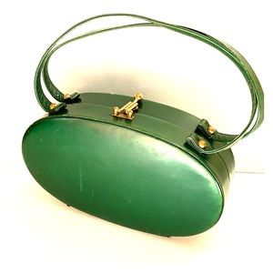 Green Oval Mini Shoulder Bag - Classic Leather Style